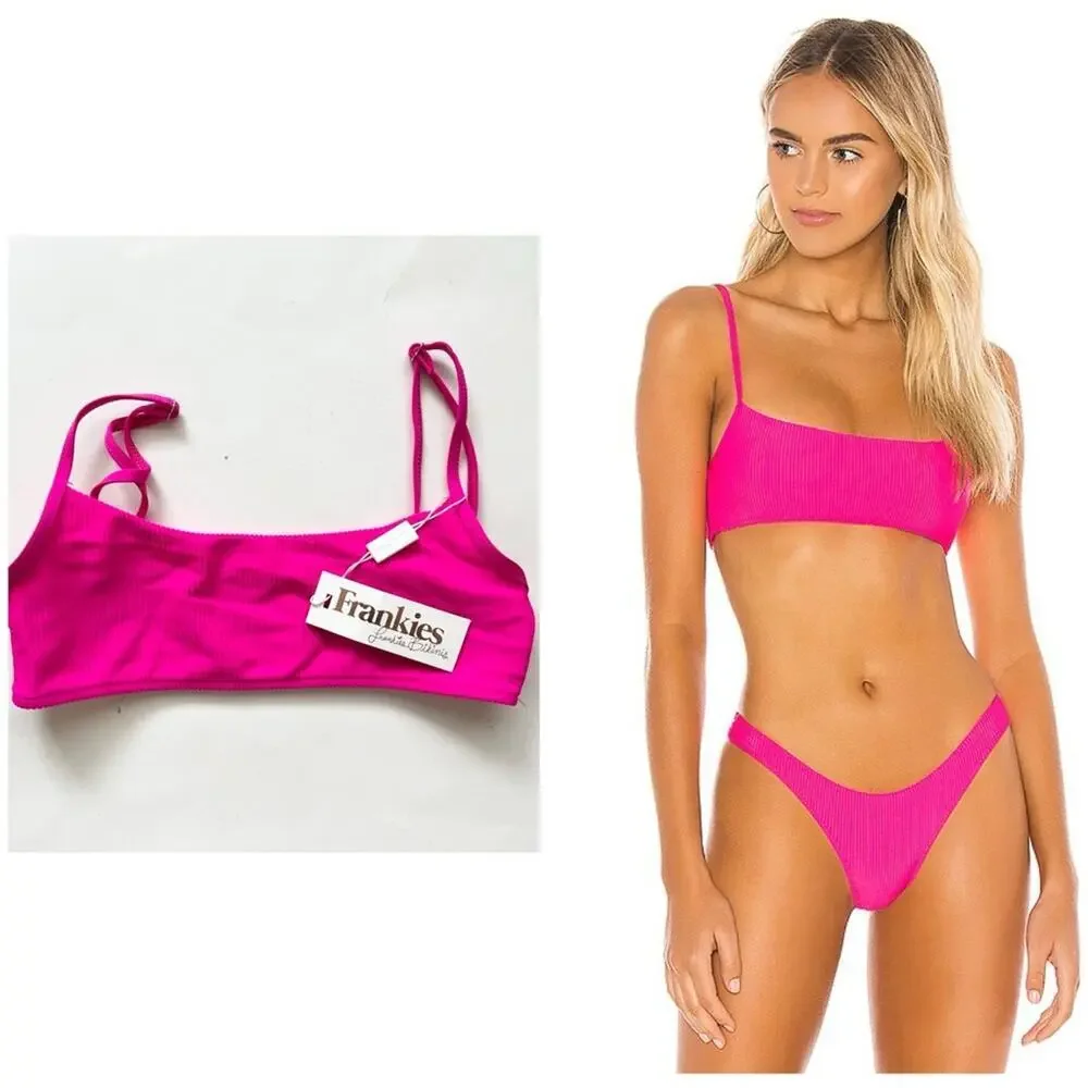 Frankie’s Bikinis Ribbed Bralette Bikini top small NWT